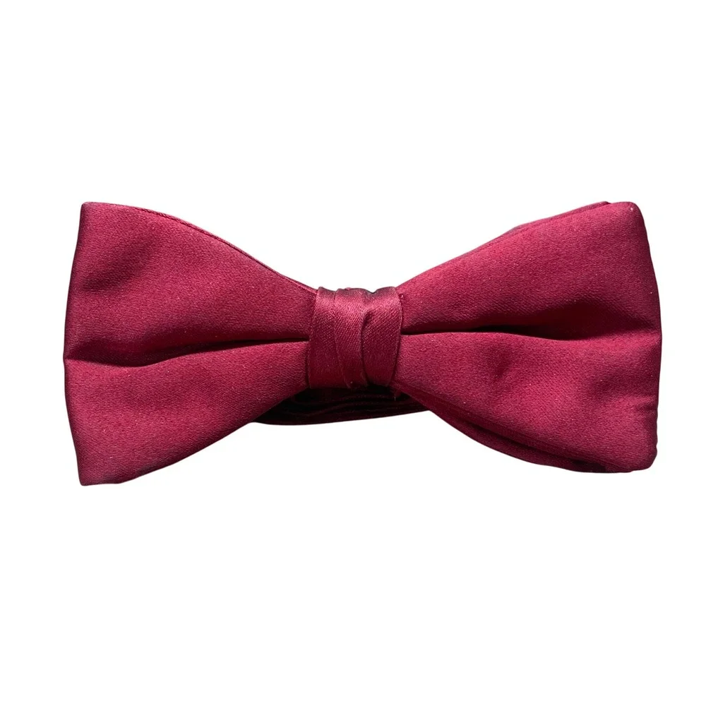 Ferrell Reed Vintage Bow Tie Mens Burgundy Adjustable Pre-Tied Formal Accessory